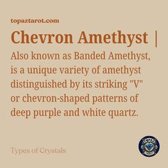 the words chevron amethystt are written in orange and brown on a beige background