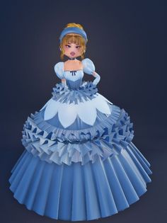 a paper doll is wearing a blue dress