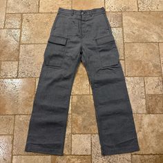 Rick Owen Drkshdw Japan Geth Cargo Grey Cargobela Pants Size 32 Brand New W/ Tags Ss23 Rick Owens Japan Exclusive Very Rare Pair, Limited Run Japanese Selvedge Denim By Yamaashi Orimono Measurements: Waist: 16.5” Inseam: 34.5” Front Rise: 16” Leg Opening: 11.5” Utility Full-length Pants With Welt Pockets, Gray Wide Leg Pants With Patch Pockets, Utility Cargo Pants With Welt Pockets, Fitted Utility Pants With Patch Pockets, Gray Wide Leg Bottoms With Patch Pockets, Gray Utility Pants With Patch Pockets, Fitted Gray Cargo Pants With Cargo Pockets, Fitted Gray Cargo Pants With Pockets, Fitted Full-length Pants With Patch Pockets