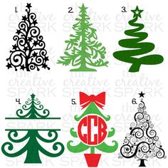 christmas tree svg files for silhouettes and cricut designs with monogramming