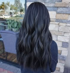 Black Hair With Cool Undertones, Ash Grey Balayage On Black Hair, Black Hair Dimension, Cool Tone Black Hair, Dark Ash Grey Hair Color, Black Hair With Lowlights Dark, Cool Dark Hair, Cool Tone Dark Brown Hair, Hair Color Ideas For Dark Brunettes