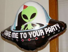 an inflatable balloon that says take me to your party