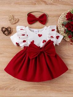 Woman Costumes, Heart Fruit, Baby Girls Dresses, Stitching Dresses, One Piece Clothing, Valentine Dress, Toddler Girl Outfit, Geometric Heart, Dream Baby