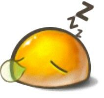 an orange sleeping with its eyes closed and the word sleep written on it's side