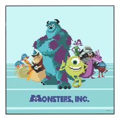 an image of monsters, inc on a blue background