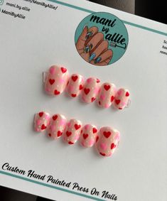 You will love your new set of custom, hand painted, reusable press on nails! WHAT'S INCLUDED   > Set of 10 press on nails - pink chrome hearts design (you choose length and shape)   > Prep kit for prepping your nails and applying your press ons (cuticle stick, 2 alcohol wipes, 1 nail file, 1 tube nail glue) WHY PRESS ONS?   > Completely customizable and made exclusively for you. Express your personality in your manicure!   > Skip the salon, save your time and money. While luxury press ons are pr Pink Chrome, Heart Nail Art, Heart Nails, Cuticle Oil, Chrome Hearts, Valentine Heart, Glue On Nails, Heart Design, Natural Nails