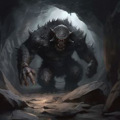 an illustration of a monster in a cave