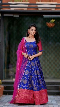 Long Blouse Designs, Lehenga Saree Design, Gown With Dupatta