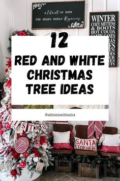 Red and White Christmas Tree Red And White Decor, Red And White Christmas Tree, White Christmas Tree Ideas, Red And White Christmas, White Elegance