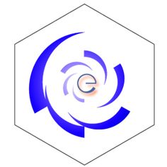 an image of a blue and white hexagonal object with the letter c in it