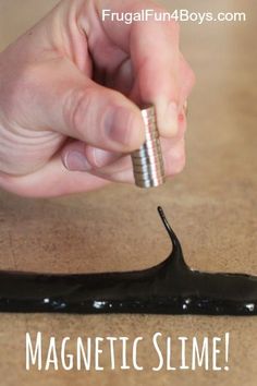 Magnetic Slime - Glue, liquid starch, and iron powder.  The post has instructions plus links for where to go the materials. This stuff is so cool! Hogwarts Brief, Magnetic Slime, Vetenskapliga Experiment, Kid Science, Preschool Science, E Mc2, Homeschool Science, Science Experiments Kids, Science Classroom