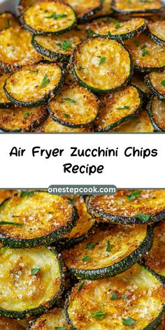 Air Fryer Zucchini Chips Recipe Air Fryer Fun Recipes, Spinach Chips Air Fryer, Breaded Zucchini Air Fryer, Cucumber Chips Air Fryer, Air Fryer Veggie Chips, Air Fried Zucchini Chips, Airfry Zucchini Recipes, Veggie Chips Air Fryer, Airfryer Low Carb Recipes