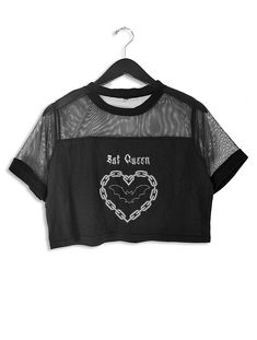 Bat Queen Mesh Crop Top - In Control Clothing Gothic Oc, Alt Style Outfit, Embrace Your Dark Side, Goth Tops, Fishnet Crop Tops, Black Background Design, Girl Oc, Vampire Girl, Alt Clothes