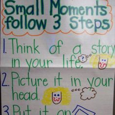 two posters with words on them that say small moments, follow 3 steps and think of your life