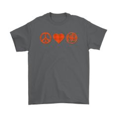 Peace, Love, and NA t-shirt Cotton Peace Sign Short Sleeve T-shirt, Cotton Short Sleeve T-shirt With Peace Sign, Shoulder Taping, Cool Tees, Long Sleeve Shirts, Mens Graphic Tshirt, Mens Tshirts, Mens Tops, Long Sleeve