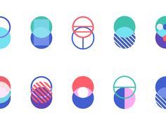 different shapes and sizes of circles on a white background