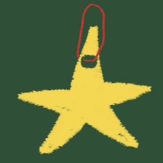 a yellow star with a red string attached to it