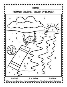 the color by number worksheet for primary school