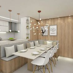 #cozinhaamericana #cozinhasimples #cozinha Booth Seating In Kitchen, Dining Room Cozy, Luxury Kitchen Design, Kitchen Room Design, Kitchen Inspiration Design, Kitchen Furniture Design, Kitchen Plans