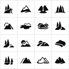 the mountain icons are shown in black and white, with different types of mountains to choose from