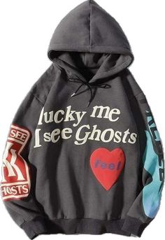 Lucky Me I See Ghosts, I See Ghosts, Punk Hoodie, Stranger Things Hoodie, Velvet Sweatshirt, Lucky Me, Drop Shoulder Hoodie, Y2k Hoodie, Cute Leggings