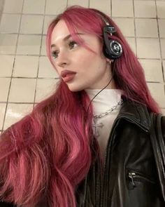 Dark Pink Hair Aesthetic, Valentine Core, Raspberry Hair, Dark Pink Hair, Raspberry Torte, Long Pink Hair, Pink Hair Dye, Van Doren, Hair Color Pink