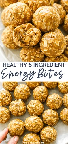 healthy energy bites recipe with text overlay