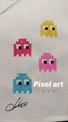 the pixel art is made with colored paper