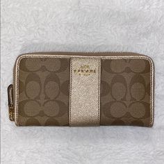 Wallet Coach Gold Wallet For Everyday Use, Coach Gold Wallets For Everyday Use, Coach Gold Wallet For Daily Use, Coach Gold Wallets For Daily Use, Gold Coach Wallets For Daily Use, Gold Coach Wallet, Designer Brown Coach Wallet, Coach Gold Leather Wallet, Bags Coach