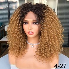 Purchase Info Payment>>Debit / Credit Card or PayPal Delivery time>>USA (3-8 Bdays), others (4-8 Bdays) Shipping>>Free Shipping worldwide via FedEx, DHL, DPEX Quality>>10A Grade High Quality,Tangle Free, No Shedding Returns>>15 Days refund, With Hair Not Be Used, Lace Not Cut Free Gifts>>Wig cap, Elastic Band Product Details Hair Type #27 Honey Blonde Bouncy Curly Short Bob Wig T Part Lace Front Wigs Lace Type 13x1x4 T Part Lace Hair Material 100% human hair Cut from Donor Wig Color natural blac Curly Short Bob, 27 Honey Blonde, Square Face Hairstyles, Curly Short, Honey Blonde Highlights, Natural Black Women, Hairstyles For Layered Hair, Short Curly Bob, Frontal Hairstyles