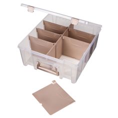 "Buy the ArtBin® Rose Gold Super Satchel™ Double Deep Storage Bin with Dividers at Michaels. com. The Super Satchel Double Deep's depth allows for storage of larger bulkier supplies. The Super Satchel Double Deep's depth allows for storage of larger bulkier supplies. The versatility of removable dividers allows you to use it, open core (without dividers) for paper and albums. With the dividers, it can be customized into two to eight compartments creating multiple storage options for photos, card Rose Gold Handles, Photo Organization Storage, Digital Photo Organization, Rose Gold Handle, Photo Slides, Picture Organization, Deep Storage, Scrapbook Storage, Craft Storage Furniture