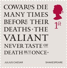 Julius Caesar Shakespeare, Uk Stamps, Royal Mail Stamps, Teaching Shakespeare, William Shakespeare Quotes, Stamp Of Approval, First Class Stamp, Shakespeare Quotes, Julius Caesar