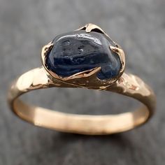 Sapphire Pebble candy yellow 18k gold Solitaire blue polished gemstone ring 2816 Textured Wedding Ring, Sapphire Anniversary Ring, Vibrational Medicine, Pebble Ring, Blue Jasper, Raw Stone Jewelry, Rough Diamond Ring, September Birthstone Rings, Raw Gemstone Jewelry