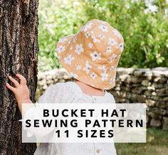 Bucket Hat sewing pattern with photo instructions.  This is a digital download in PDF files. Chin strap instructions are also included. 11 SIZES INCLUDED: 14"/35.5cm, 15"/38cm, 16"/40.5cm, 17"/43cm, 18"/46cm, 19"/48.25cm, 20"/51cm, 21"/53.5cm, 22"/56cm, 23"/58.5cm, 24"/61cm. Head Circumference Photo instructions are included to guide you in the process of making a bucket hat. Very simple, beginner friendly project. You may use these patterns to sew hats for personal use or you may sell the hats Toddler Hat Pattern Sewing, Cheap Bucket Sun Hat For Outdoor Activities, Fleece Bucket Hats Patterns Free, Bucket Hat Pdf, Bucket Hat Template Free, Free Sewing Patterns For Bucket Hats, Free Sewing Patterns Bucket Hat, Free Pdf Sewing Patterns Bucket Hat, Toddler Hat Pattern Free