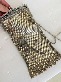 Vintage Women's Coin Purse Wallet Metallic Silver Sequin Mesh Kiss Lock Clasp | eBay Vintage Handmade Gold Coin Purse, Vintage Compact Wallets For Evening, Vintage Gold Handmade Coin Purse, Handmade Vintage Gold Coin Purse, Vintage Compact Evening Wallet, Vintage Rectangular Wallets For Formal Occasions, Vintage Gold Compact Coin Purse, Handmade Vintage Compact Coin Purse, Vintage Rectangular Wallet