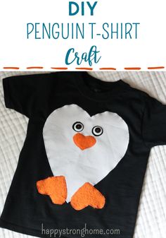 a penguin t - shirt with the words diy penguin t - shirt craft on it