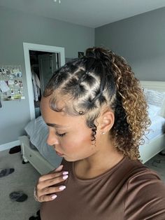 Natural Curly Hairstyles Braids, Curly Hairstyles 4a Hair, Natural Curly Protective Hairstyles, 3c Protective Hairstyles, Mixed Hair Braids, Short 3c Curly Hairstyles, 2 Braids Natural Hair, Rubberband Hairstyles Black Women, Half Up Half Down Natural Hair