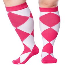 Plus Size Compression Socks for Wide Calf | Moon Wood Pink Stretch Breathable Socks, Pink Breathable Stretch Socks, Pink Breathable Fitted Socks, Garter Stockings, Womens Compression Socks, Plus Size Tights, Lace Stockings, Bodysuit Dress, Thigh High Socks