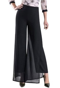 PRICES MAY VARY. High Waist vintage slit flare pants for going out. Back Elastic Waistband and Hidden Side Zip add more elegant. Cool, breathable, lightweight, and drapes silky material for spring, summer and fall. Straigh leg, double layer without transparent and Wrinkle free, easy care. Great For office, Dress up or down, Date, Party, Cocktail, Prom,Club, Evening, street and Casual.Match with fancy shirt and high heels. Formal Pant Suits For Women, Chiffon Palazzo Pants, Formal Pant Suits, Pant Suits For Women, Fancy Shirt, Dressy Pants, Straight Trousers, Straight Leg Trousers, Evening Attire