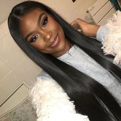 Hair Length : 12-24" inches  Hair Texture: Full Lace Wig Silky Straight Hair Type: Virgin Brazilian Hair Hair Density: ,150%,180% Lace Colour: Medium Brown Lace   Lace Type: Undetectable Swiss Lace    Cap Size: Medium Cap Measurements (Circumference: 22-inches; Front to back: 14.25-inches; Ear to ear: 12.25-inches • (C Silky Straight Hair, Cheap Human Hair Wigs, Yaki Hair, Beautiful Brown Eyes, High Ponytails, Hair Density, Swiss Lace, Hair Length, Hair Pictures