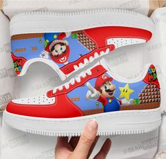 Super Mario Air Sneakers Custom For Gamer Shoes-Gear Wanta Adventure Time Shoes, Air Sneakers, Santa Cruz Shirt, Finn The Human, Summer Weather, Shoe Show, Custom Shoes, Nike Jordan, Super Mario