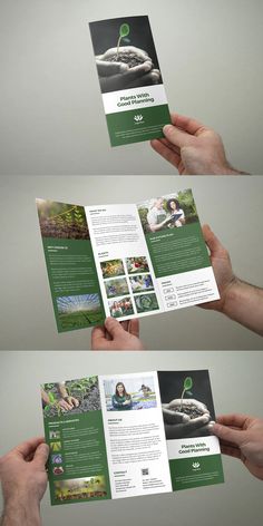 two hands holding an open brochure with photoshopped images on it and the same