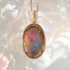 Spiritual Yellow Gold Opal Necklace, Celestial Opal Pendant Jewelry, Luxury Artisan Opal Necklaces, Heart-shaped Opal Pendant Jewelry Gift, Iridescent Opal Pendant Jewelry, Australian Opal Jewelry, Black Opal Pendant, Unique Opal, Australian Black Opal