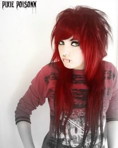 Scene Queen Hair, Scene Girl Hair, Medium Scene Hair, Curly Scene Hair, Red Scene Hair, Punk Tattoos, Indie Scene Hair