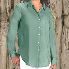 Brand:Fresh Produce Size: Small Condition:New With Tags 69$ Details: Saltwater Button Up. Lagoon Green The Perfect Button Up With An Ultra Soft Lived In Feel. Lagoon Green Saltwater Button Up Top Features A Single Chest Pocket. Worn Metal Buttons. Fabric: 100% Cotton Casual Green Tops With Button Closure, Casual Green Blouse With Button Cuffs, Green Tops With Button Closure And Shirttail Hem, Casual Green Shirt With Roll-up Sleeves, Casual Green Shirt With Snap Buttons, Casual Blouse With Snap Buttons And Relaxed Fit, Green Casual Blouse With Button Closure, Casual Green Blouse With Button Closure, Blue White Top