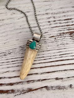 Welcome to GW Studio. Please contact me with any questions you have.   This one of a kind handmade Talisman pendants are a beautiful dance between natures elements: silver, turquoise and antler.  Make them apart of your story.  20-inch sterling silver chain included  The earrings are not included but can be purchased here https://gwstudio.etsy.com/listing/1611185725 Care Instructions:  In order to preserve the quality of your new piece, minimize exposure to water, soaps and lotion. A non-abrasive anti-tarnish tab is included with each purchase to help prevent oxidation. Each tab lasts up to six months or up to one year in a sealed environment.  Shipping Information:  Please note GW Studio is not responsible for any packages that have been delayed, damaged or lost in transit. All packages a Rustic Silver Turquoise Necklace As Gift, Rustic Silver Turquoise Necklace As A Gift, Rustic Silver Turquoise Necklace For Gift, Deer Horn Jewelry, Beautiful Dance, Antler Jewelry, Deer Horn, Talisman Pendant, Horn Jewelry