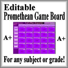 a purple board with the words, editable promethan game board for any subject or grade