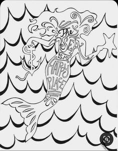 a coloring page with a mermaid and money on it