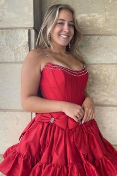 Strapless Black A-line Short Homecoming Dress with Bow A Line Shorts, Short Homecoming Dress, Feel Beautiful, Hoco Dresses, Homecoming Dress, Dress With Bow, How To Feel Beautiful, Homecoming Dresses, Homecoming