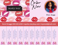 an advertisement for mary kay's new lipstick collection, which is now available in stores